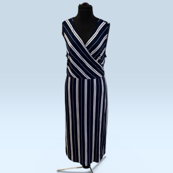 Catherines Dresses & Skirts - Catherines Navy & White Striped Sleeveless Maxi Dress
